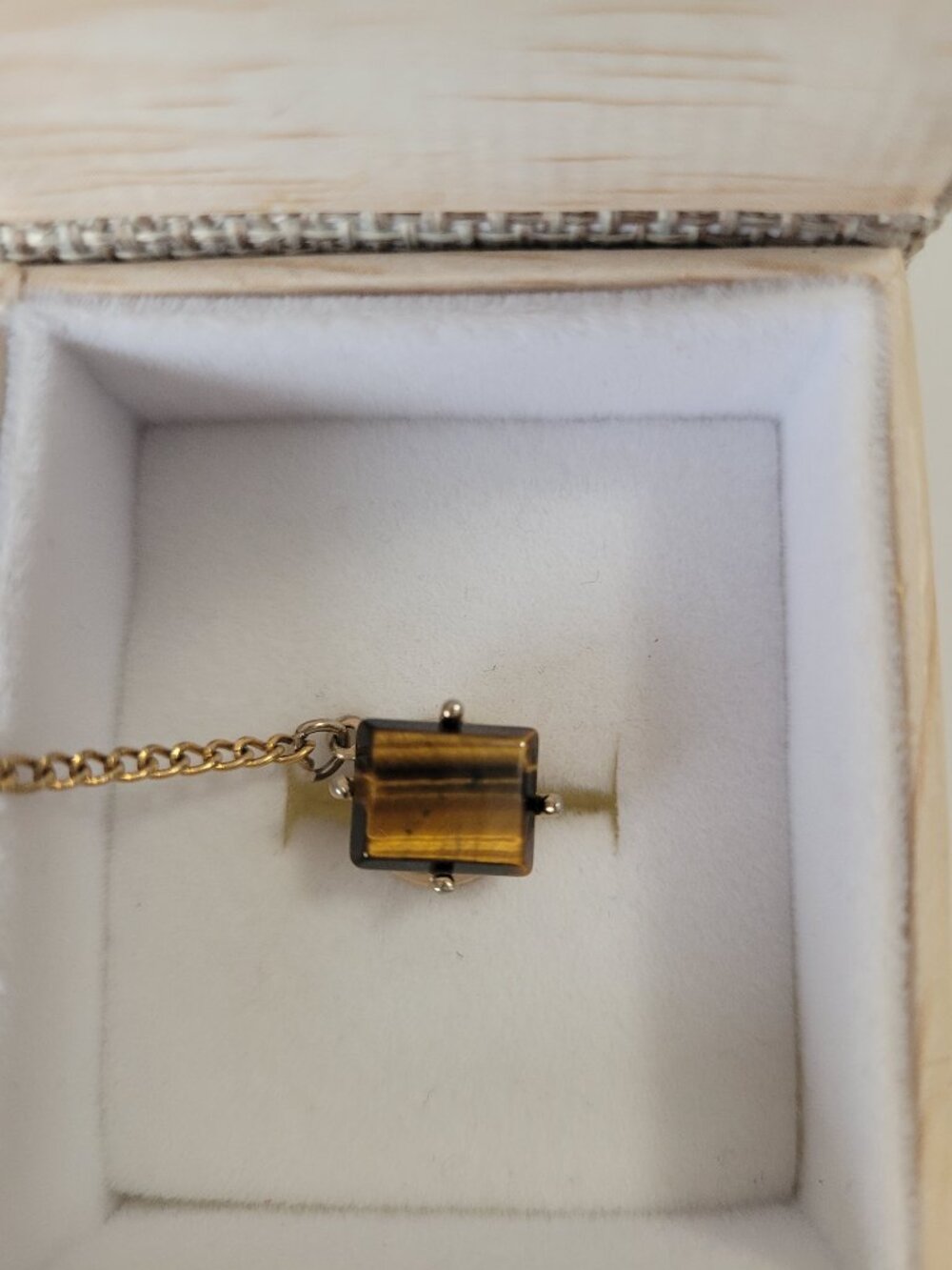 3 Vintage Tie Tack Pins Swank & 1 Tie Clip Tiger Eye Blue Stone Gold Silver Tone